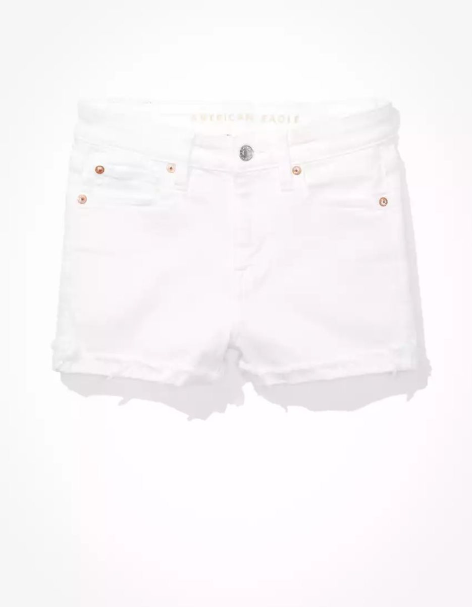 Shorts American Eagle AE Ne(x)t Level High V-Rise Denim Blanche Femme | TWW-59389177